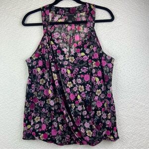 INC International Concepts Floral Tank Top - Pink and Black